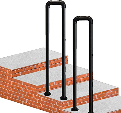 Handlauf Geländer U-förmiges Treppengeländer, Außengeländer aus schwarzem Metall und Schmiedeeisen für die Veranda, Übergangshandlauf für Terrassenbeläge, Gartenterrasse, Balkon
