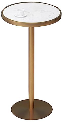 Runder Esstisch aus weißem Marmor in Thekenhöhe, 21,6 Zoll, mit goldenem Metallsockel, hoher Bistrotisch, Tisch in Thekenhöhe für Küche, Esszimmer, Wohnzimmer (Größe: 55 x 95 cm)