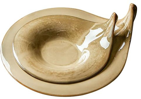 Cuenco de Porcelana y cerámica para Servir Ensalada de Pasta, Platos hondos para Sopa, Cuenco Grande y Poco Profundo, Plato Grande para Ensalada, Dos Platos Amarillos, Juegos Grand