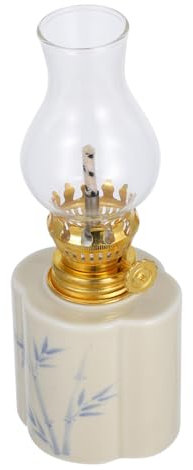 Zerodeko Vintage Petroleumlampe Aus Keramik Öllaterne Klassisch Petroleumlampe Für Innenräume Tischlampe Mit Kamin Vintage-Beleuchtung Für Drinnen Und Draußen