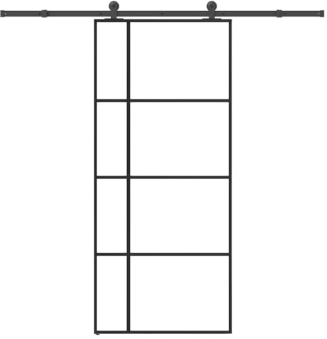 vidaXL Porta Scorrevole con Ferramenta 90x205cm Vetro ESG Alluminio