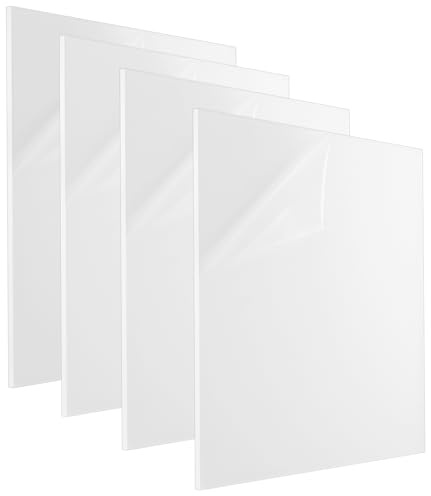 SOUJAP 4 PCS 6mm Clear Acrylic Sheets, 300 x 300mm Plastic Sheets, Transparent Acrylic Boards for Picture Frame Replacement, DIY Display Project