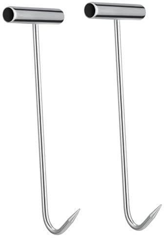 iplusmile Robuste Hebehaken 31cm Aus Edelstahl 2 Stück T-förmige Kanaldeckelheber Für Außenbereich Ergonomische Handhaken Zum Sicheren Anheben Von Rolltoren Und Schächten