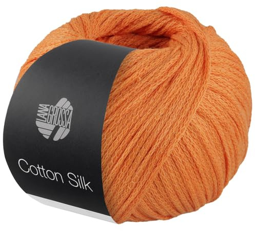 LANA GROSSA Cotton Silk | Edles Effektgarn aus Maulbeerseide gefüllt mit Baumwolle | Handstrickgarn aus 70% Baumwolle & 30% Seide | 50g Wolle zum Stricken & Häkeln | 140m Garn FB 7