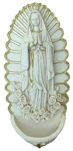 Holy Water Font, 7.5 Inch Resin Holy Water Holder, Wall Hanging Decor for Entrance of Home Church Religious Decor.