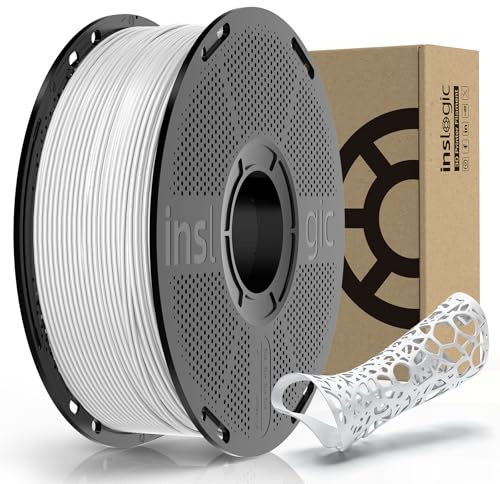 Inslogic TPU Filament 1.75mm, 90A Shore, Weiches & Reißfestes 3D Druckmaterial, Hohe Elastizität, Feuchtigkeitsbeständiger Alubeutel, Ideal für Schuhe, Schutzausrüstung, Weiß