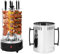 Griglia elettrica verticale, 1000 W, spiedino girevole efficiente, riscaldamento elettrico con 6 spiedini e 6 vaschetta per olio, griglia verticale in acciaio inox, per casa, barbecue, picnic
