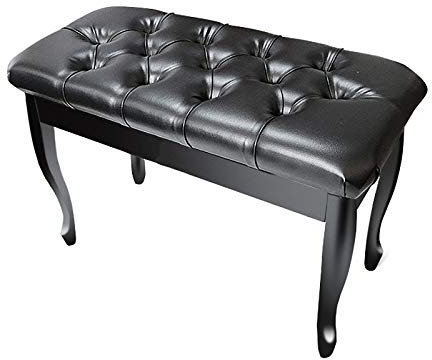 SUNMME Klavierbank aus Leder, Hocker in Duettgröße, bequemer Sitz mit Stauraum, PU-Kissen, perfekt für den privaten und professionellen Gebrauch, Schwarz (Schwarz, Einheitsgröße)