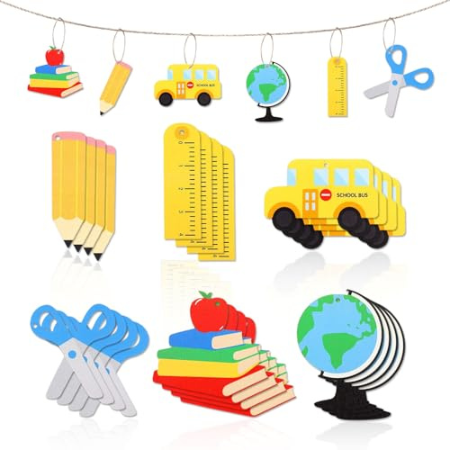 Ritorno a Scuola Striscione 24 Pezzi Back To School Ghirlanda Ritorno a Scuola Banner per Festa di Back to School Decorations, Aula Decorazione da Appendere