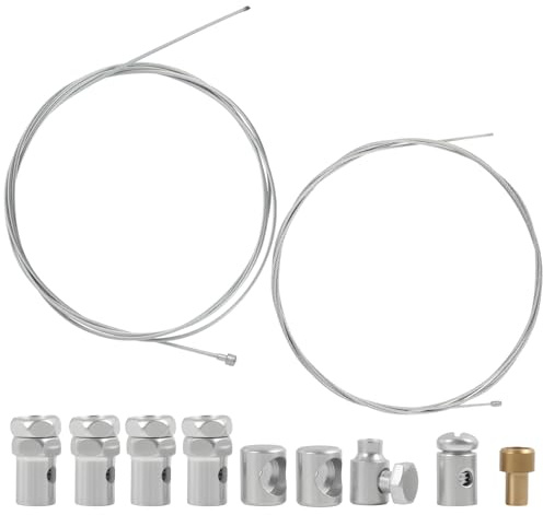 2 Pièces Câbles d'Accélérateur de frein et d'Embrayage Universels, Câble de Gaz Accélérateur Argent, avec Serre-Câbles pour Moto, Tondeuse et Quad, Kit Complet pour Remplacement et Réparation ﻿