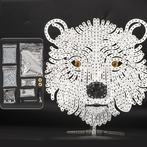 3D Metallbaukasten Emulational, Simulation Tierpuzzle, 940 Teile Bausatz Erwachsene DIY Engineering Baukasten, Konstruktionsspielzeug Geschenkideen für Erwachsene (Bären-Totem)