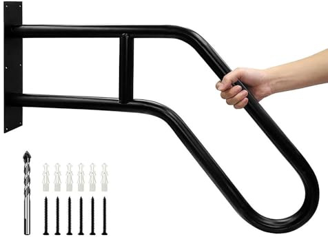 Fayelong Handrails for Outdoor Steps 1 to 3 Steps U-Shaped Safety Railings for Elderly Wall Mounted Metal Stair Hand Grab Bars for Garage, Porch, Garden