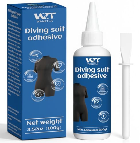 Kit di riparazione in neoprene, colla e toppe professionali impermeabili per riparare crepe e fori nelle tute subacquee, colla ad asciugatura rapida con applicatore (100 g)