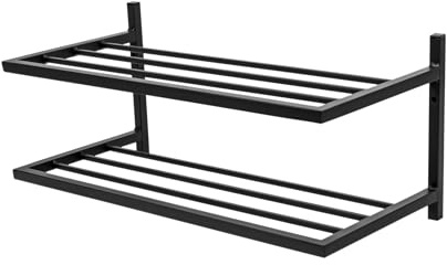 FRAMADO - Schuhregal Metall - Schuhregal Hängend - 50 x 33 x 31 cm - mit 2 Ablagen, Wandmontage - Schuh Organizer für Flur, Garderobe - Schuhablage Scarpe Schwarz