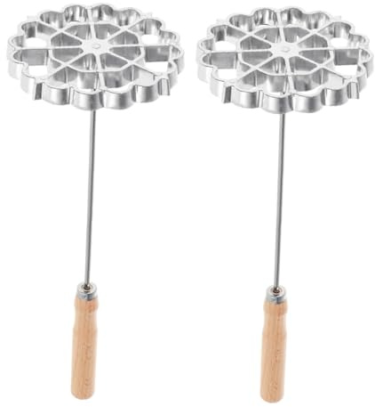 GLEAVI 2pièces Machine à Rosettes Avec Cuillère à Pâtisserie Moule à Frire Aluminium Timbale à Rosettes Ensemble De Fers à Biscuits Bunuelos