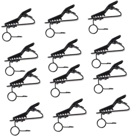 Mikrofonclip 12 Stück Metall Schwarz für Kleiner Lavaliermikrofone | Hohe Elastizität, für Sprachchat und Sprachaufnahme, für Karaoke Fans und Netz Anchors