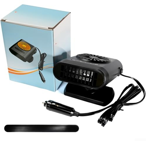 Descongelador portátil de 12 V para coche, ventilador de parabrisas automático de 200 W con inclinación de 80 grados y rotación de 360 grados para uso en invierno (negro)