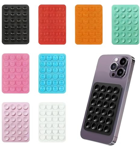 Zovator 8 Stück Wiederverwendbare Silikon Saugnapf Handy Halterung, Universal Abziehbar Handyhalter für Auto Dashboard, Schreibtisch, Glas, Spiegel, Schwarz Multicolor