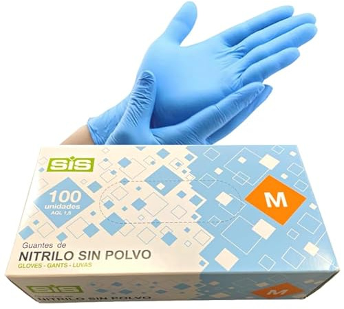 Gants en nitrile sans poudre jetables résistants sans poudre dispositif médical hypoallergénique sans latex | Médecins chef, esthéticiennes, tatoueurs, usage alimentaire (100, M)