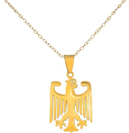 exatta Chaîne Aigle Allemande pour Homme, Collier avec Pendentif Aigle Fédéral en Acier Inoxydable, Chaîne avec Armoiries de l'Allemagne
