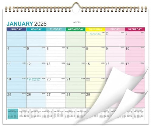 Calendrier mural et de bureau de 18 mois, Calendrier Familial 2026-2027, A4 calendar mural muraux mensuel de bureau, Agenda pour l'année scolaire, agenda planning organisateur familial 2026(Colorés)