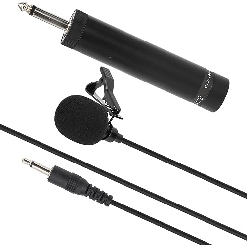 Naroote Micrófono Lavalier Saxofón Profesional Solapa con Cable para Uso Profesional, Cable de 5M, para Músicos e Intérpretes, Negro (10 Metros de Largo)