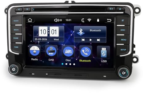 DAB+ Radio digitale Autoradio Linux per VW Golf 5/6 Passat Caddy Jetta Tiguan Polo Sharan Skoda SEAT Navigatore CD senza fili CarPlay & Android Auto WiFi USB Bluetooth 5.1 Telecamera DSP Avvio rapido