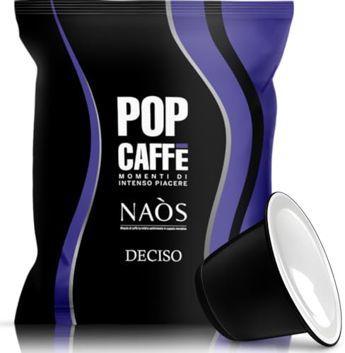 POP Caffè Naòs Deciso Espresso kapslar | Box med 100 kaffekapslar | Karaktärfull espresso | Kompatibel med Nespresso-kaffemaskiner