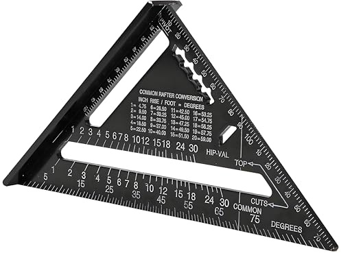 Dreieck Winkelmesser 7 Zoll Metrisch Aluminium Hochpräzises Zimmererwinkel Lineal Für Bau Renovierung Sägenführung 0-90 Grad Skala (Metric)