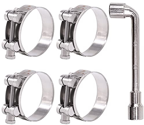 Glarks 4 Stück 68–73 mm T-Schrauben-Schlauchschellen, 304 Edelstahl, robuste Ohrklemme, Rohrschellen, verstellbare Rohrschellen für 6,9 - 7,3 cm Durchmesser (68–73 mm)