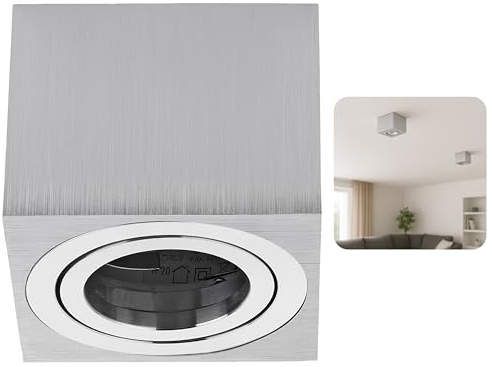 Sweet Led Deckenspots Aufputz 50mm Aluminium Aufbauspots schwenkbar 80x80mm 230V Aufbaustrahler - alu gebürstet, eckig