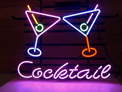 Cocktail Martini Beer Neon Light Sign Handmade Real Glass Neon Tube Beer Bar Pub Party Wall Window Display Home Bedroom Garage Decoration