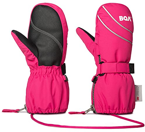 BQA Kinder Skihandschuhe Fäustlinge wasserdicht und Winddicht Skihandschuhe, Kinderhandschuhe Fäustlinge Handschuhe Thermo warme Winterhandschuhe für Jungen und Mädchen von 2 bis 8 Jahre