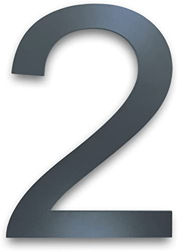 MOLVCE Numéro de Maison inox Hauteur: 20cm, moderne Plaque de Numéro de Maison Exterieur RAL 7016 anthracite, 2mm épaisseur, métal Numéro de Rue en acier inoxydable - Arial, numéro 2