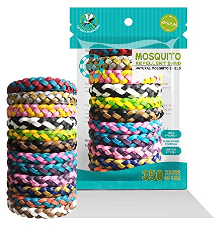 Waterproof Mosquito Repellent Bracelets 12 Pack, Deet-Free PU Leather Mosquito Repellent Wrist Bands with Citronella Oil for Adults and Kids, 350 Hour Protection Bug Repellent Bracelets (PU Leather)