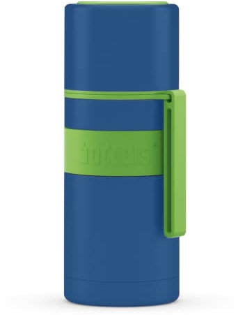 boddels Thermoskanne mit Becher 350ml - Isolierflasche aus Edelstahl, auslaufsicher, Vakuum-isoliert, doppelwandig, Thermosflasche mit Becher, BPA-frei, hält 12h warm, 360° Verschluss, Trageschlaufe