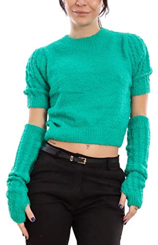 Toocool Damen-Pullover mit kurzen Ärmeln für Armwärmer MBO12545, grün, S-M