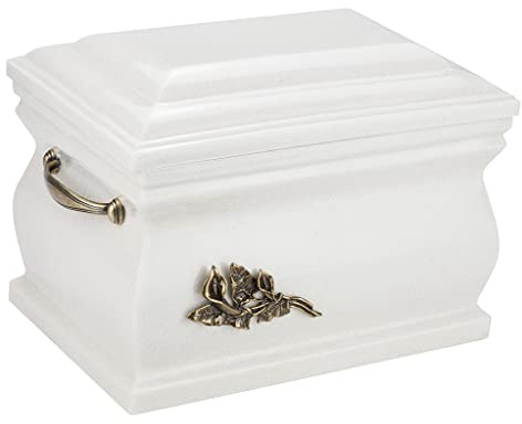 Granite Casket Urne funéraire pour adulte avec lys calla, urne funéraire pour cendres humaines, couleur blanche (lys calla/uni)
