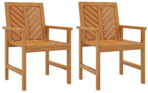 vidaXL Lot de 2 Chaises à Manger de Jardin, Sièges avec Accoudoirs et Dossier, Fauteuils avec Cadre en Bois, Meubles de Jardin Terrasse, Bois Massif d'Acacia