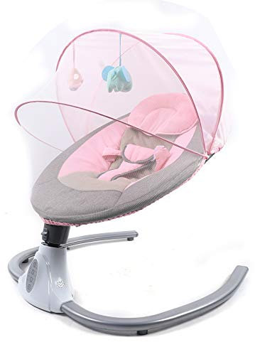 Elettrica Altalena Sdraietta Neonati Funzioni Dondolo Automatico per Bambini fino 12 kg Baby Sdraietta comoda Dondolo Automatico 12 Melodie (Rosa)