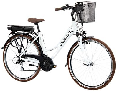 F.lli Schiano E-Ride, E Bike Trekking 28 Zoll, 36V 10.4Ah Abnehmbarer Akku, Motor 250W 40Nm, Trekking EBike für Herren/Damen, Weiss