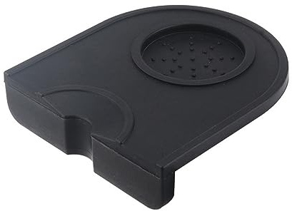 Silicone Coffee Tamper Mat, Small Espresso Tamping Mat with Corner Edge Tamp Support Station, Anti Slip Coffee Mat for Home Kitchen Cafe (14 x 12.7cm)