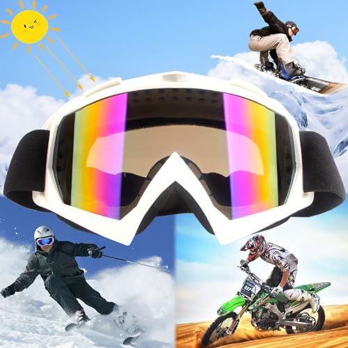 Mikqky Masque De Ski, Masques De Snowboard, Anti-Buée Lunettes De Ski, Uv400 Masques De Snowboard, Lunettes De Snowboard, Lunette De Ski pour Homme Femme Adulte, Lunettes De Moto, 7,1 x 4,2 Pouces
