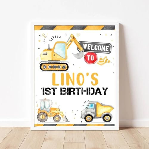 Geburtstag Willkommensschild Technikfahrzeug Poster Benutzerdefinierte Babyparty Kunstdruck Leinwand Malerei Taufe Wand Bild Party Dekor 50X70Cm Kein Rahmen