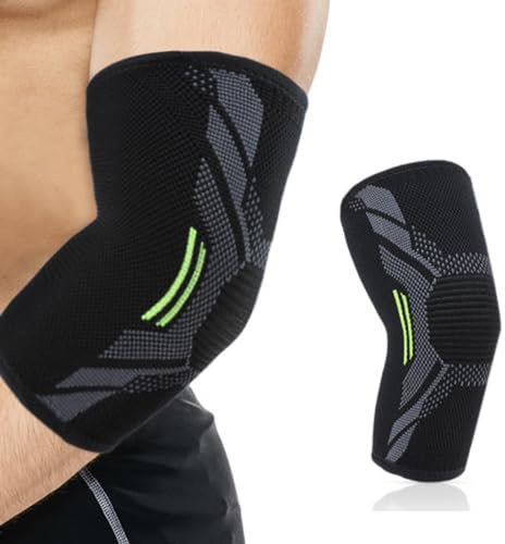 WMUVAZA Tennisarm Bandage Ellenbogen, Ellenbogenbandage, Ellenbogenbandage Herren Damen, Bandage Ellenbogen für Golferarm, für Schmerzlinderung bei Tennisarm, Golferarm, Schwarz, M