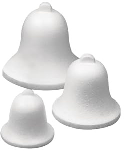 Juego de 2 campanas de poliestireno, 160 mm/16 cm, espuma de poliestireno blanco para manualidades, bolas de árbol de Navidad, colgantes