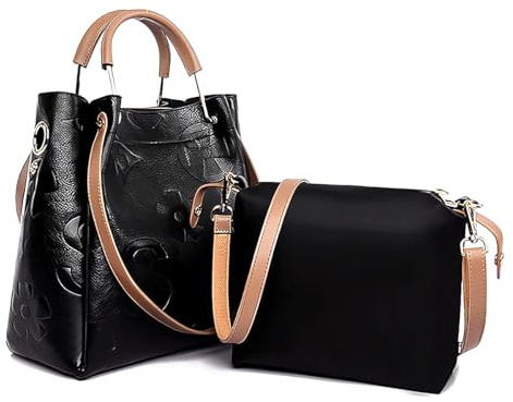 2XK-NOV Handtasche Damen Leder Tasche - Beuteltasche Damen Leder Handtasche Groß Handbags for Women Taschenset Crossbody Umhängetasche Abnehmbarer Schultergurt Damentaschen (Rosa lila)
