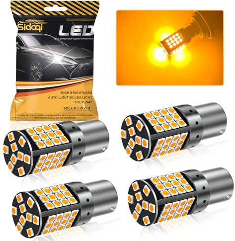 Sidaqi 1156 BA15S P21W LED 12-24V Canbus Error Free Giallo Ultra Luminoso 4000LM 57SMD P21W LED per Indicatore di Direzione Indicatore di Direzione Anteriore e Posteriore frecce led auto-4 Pezzi