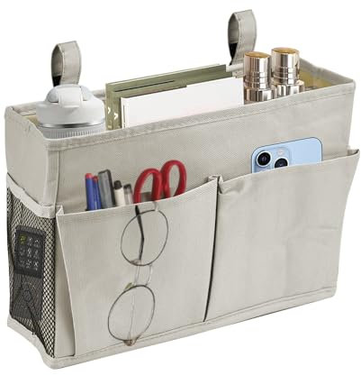 YBCCBY Bolsillos para Colgar en Cama Organizador Colgante a Cama Bolsillo de Almacenamiento para Mesita de Noche Organizador para Literas Bolsa de Almacenamiento Junto a Cama para Móvil Tableta Mando
