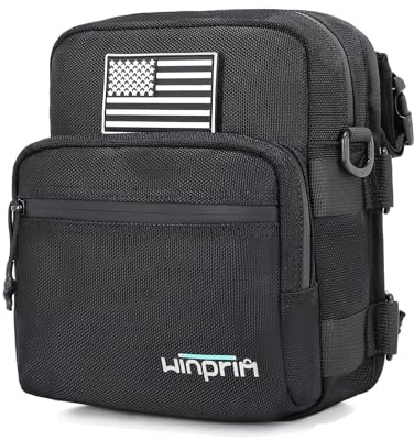 Handlebar Storage Bag for Bicycle Motorcycles - 1680D Waterproof Tool Storage Bag with Flag Patch, Multi-Purpose Front Fork & Crossbody Bag, Durable Small Pouch for Motorcycles